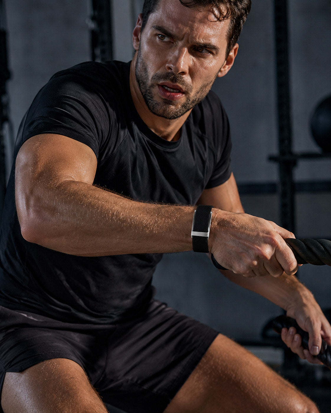 Black Pulse wristband worn on a wrist